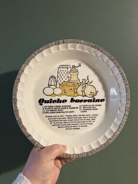 Jeannette Stoneware Quiche Pie Recipe Plate Vintage Ceramic by Royal China